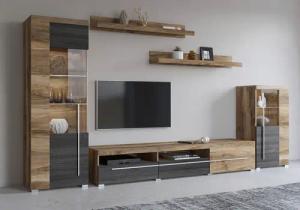 INOSIGN Wohnwand "Roger,Breite 270 cm moderne Mediawand ohne Beleuchtung", (Set, 5 St.), Anbuwand (Set,5-St) viel Stauraum, Vitrinen mit Glastür