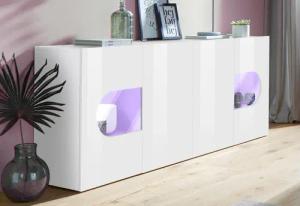INOSIGN Sideboard "Real,Vitrine,Kommode,Schrank, komplett hochglanz lackiert", mit 4 Türen davon 2 Glastüren, ohne Griff, Breite 200