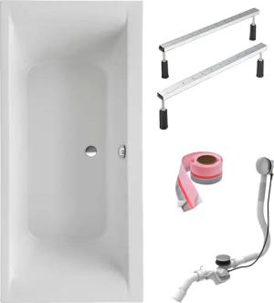 OTTOFOND Einbauwanne "Duo", (Set, 4 tlg.), 180x80 cm, mit Fußgestell, Ablaufgarnitur und Fugendichtband