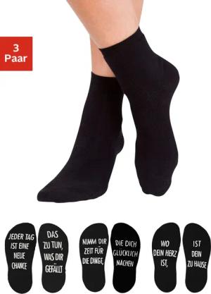 Arizona Kuschelsocken, (Packung, 3 Paar), mit Antirutsch in Form eines Spruches