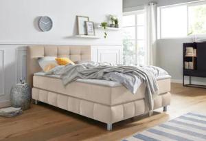andas Boxspringbett "Salo XXL", in Samtoptik oder Struktur, 6 Breiten in Überlänge 220cm, 4 Härtegrade