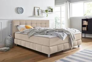 andas Boxspringbett "Salo XXL", in Samtoptik oder Struktur, 6 Breiten in Überlänge 220cm, 4 Härtegrade