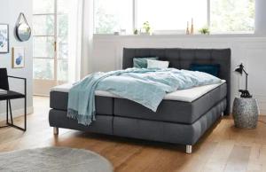 andas Boxspringbett "Salo XXL", in Samtoptik oder Struktur, 6 Breiten in Überlänge 220cm, 4 Härtegrade