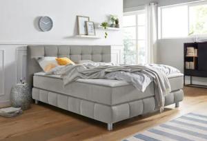 andas Boxspringbett "Salo XXL", in Samtoptik oder Struktur, 6 Breiten in Überlänge 220cm, 4 Härtegrade