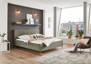 meise.möbel Polsterbett "Riva", mit eichefarbigen Holzfüßen, wahlweise mit Bettkasten und Lattenrost