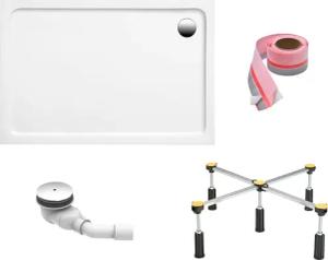 OTTOFOND Duschwanne, (Set), 120x80x3 cm, mit Fußgestell, Ablaufgarnitur und Fugendichtband