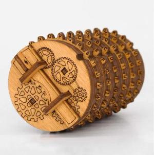 iDventure Spiel Kryptos - Cryptex Bausatz aus Holz, tolle Geschenkverpackung, Knobelspiel, Holzspiel