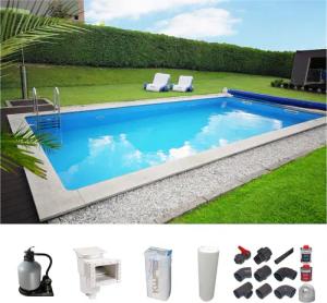 KWAD Rechteckpool "mit Römertreppe", (Set), 8x4, 7x3,5 oder 6x3m Höhe: 1,50m, mit Foliensack 0,6mm