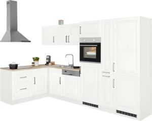 KOCHSTATION Winkelküche "KS-Stockholm", Stellbreite 320/170 cm, mit hochwertigen MDF Fronten im Landhaus-Stil