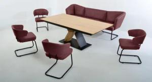 K+W Komfort & Wohnen Essgruppe "Mikkado Tube", (6 tlg.), 4 Freischwinger und einem Funktionesstisch