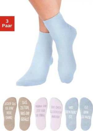 Arizona Kuschelsocken, (Packung, 3 Paar), mit Antirutsch in Form eines Spruches