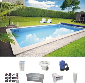 KWAD Rechteckpool "mit Ecktreppe", (Set), 8x4, 7x3,5 oder 6x3m Höhe: 1,50m, mit Foliensack 0,8mm