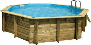 Ubbink Achteckpool "Ocea 510", (Komplett-Set, 11 tlg.), ø 510 x 120 cm, Holzpool komplett mit Filteranlage