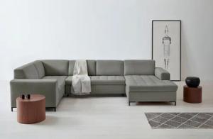 OTTO products Wohnlandschaft "Grazzo U-Form", hochwertige Stoffe aus recyceltem Material, Steppung im Sitzbereich