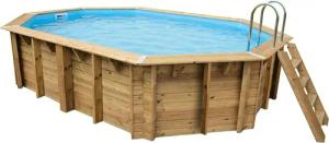 Ubbink Ovalpool "Sunwater", (Komplett-Set, 11 tlg.), 300 x 490 x 120 cm, Holzpool komplett mit Filteranlage
