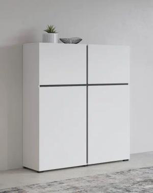 INOSIGN Highboard "Cross, moderne grifflose Hochkommode mit 4 Türen,Türkommode", Hochschrank, Höhe 139 cm mit viel Stauraum, Einlegeböden verstellbar
