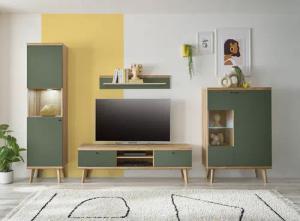INOSIGN Wohnwand "MAVAS", (Set, 4 St.), in moderner Trendfarbe, Griffe aus Metall (Schwarz), Breite 320 cm