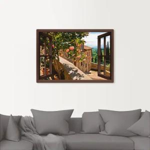 Artland Wandbild "Fensterblick Rosen auf Balkon Toskana", Garten, (1 St.), als Alubild, Outdoorbild, Leinwandbild, Poster, Wandaufkleber