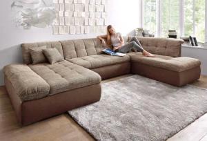 DOMO collection Wohnlandschaft "Moric U-Form auch in Cord", im XXL-Format, wahlweise mit Bettfunktion und Armlehnenverstellung