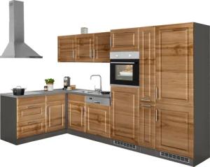 KOCHSTATION Winkelküche "KS-Stockholm", Stellbreite 320/170 cm, mit hochwertigen MDF Fronten im Landhaus-Stil