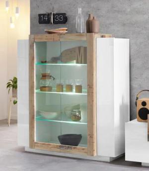 INOSIGN Vitrine "Coro, Vitrine, Glasvitrine, Vitrinenschrank, Stauraumvitrine", 2 Glastüren, 2 Holztüren, Doppeltiefe, Hochglanz Fronten, Höhe 126