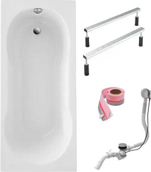 OTTOFOND Einbauwanne "Körperformwanne", (Set, 4 tlg.), 170x75 cm, mit Fußgestell, Ablaufgarnitur und Fugendichtband