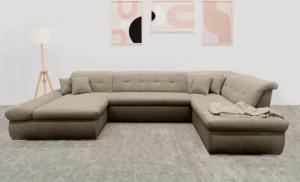DOMO collection Wohnlandschaft "Moric U-Form auch in Cord", im XXL-Format, wahlweise mit Bettfunktion und Armlehnenverstellung