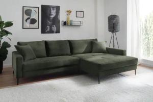 Trends by HG Ecksofa "Summer L-Form", in Cord-Stoff mit Metallfuß