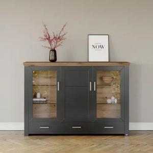 set one by Musterring Highboard "York", Typ 57, mit Glastüren, viel Stauraum, Beleuchtung optional, B 184 cm