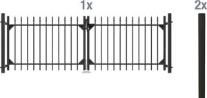 Alberts Zaundoppeltür "Chaussee", Breite: 300 cm, Höhe: 100 und 120 cm