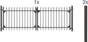 Alberts Zaundoppeltür "Chaussee", Breite: 300 cm, Höhe: 100 und 120 cm