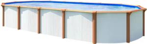 KWAD Ovalpool "Green line Evolution", (Komplett-Set, 10 tlg.), 6,1x3,7x1,32 white- wood Folie in blau, sand oder grau erhältlich