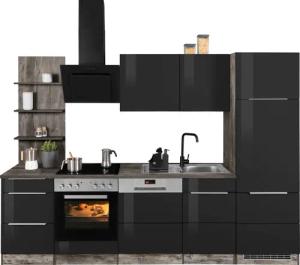KOCHSTATION Küchenzeile "KS-Brindisi", Breite 280 cm, wahlweise mit E-Geräten, mit MDF-Fronten und Regal