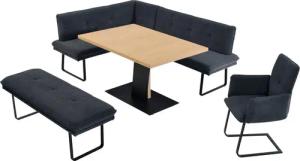 K+W Komfort & Wohnen Essgruppe "Giacomo III", (4 tlg.), wahlweise links oder rechts langer Schenkel 207cm, Freischwingersessel