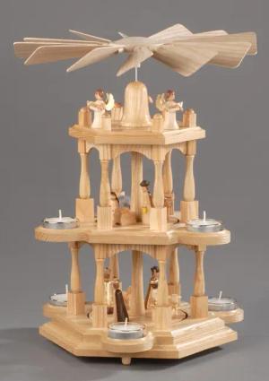 Albin Preissler Weihnachtspyramide "Christi Geburt, Weihnachtsdeko", 3 Etagen, Made in Germany