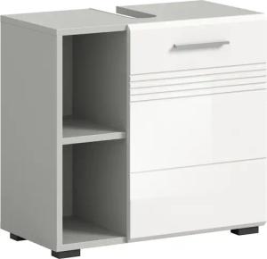 welltime Waschbeckenunterschrank "Calcio, Breite 60 cm, 1 Türen, 2 Einlegeböden, 2 offene Fächer", geteilte Rückwand, MDF Front, Badschrank, Bad-Möbel, Badezimmer