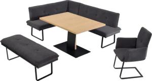 K+W Komfort & Wohnen Essgruppe "Giacomo III", (4 tlg.), wahlweise links oder rechts langer Schenkel 207cm, Freischwingersessel