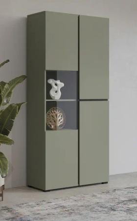 INOSIGN Vitrine "Cross, Höhe 183,5 cm, moderne grifflose Standvitrine mit 3 Türen", Hochschrank mit viel Stauraum, Glastür und verstellbaren Einlegeböden