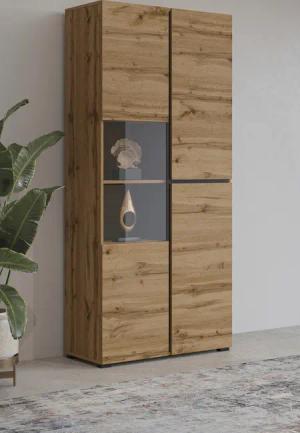 INOSIGN Vitrine "Cross, Höhe 183,5 cm, moderne grifflose Standvitrine mit 3 Türen", Hochschrank mit viel Stauraum, Glastür und verstellbaren Einlegeböden