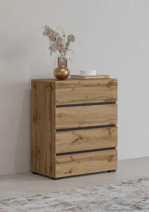 INOSIGN Kommode "Cross,Breite 60 cm, moderne grifflose Sideboard,4 Schubkästen", Schubladenschrank mit viel Stauraum, Flur Highboard