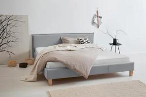 OTTO products Polsterbett "Heddi", in 5 Breiten: von 90cm-200cm, Biese am Kopfteil, Strukturstoff