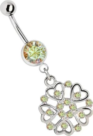 Adelia´s Bauchnabelpiercing "Piercing  Piercing Bauchnabelpiercing", 316l Stahl Banane - Steinkugel und Herz Blume multiklar