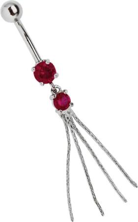 Adelia´s Bauchnabelpiercing "Piercing  Piercing Bauchnabelpiercing", Titan Banane pink Doppelsteinhänger mit 4 Gliederketten