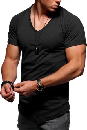 behype T-Shirt "DANNY", mit modernem V-Ausschnitt