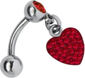 Adelia´s Bauchnabelpiercing "Piercing Piercing Bauchnabelpiercing", Titan Banane - Bauchnabel Piercing Herzanhänger rot