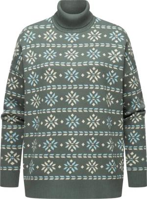Ragwear Stehkragenpullover "Danika Organic", Damen Pullover mit winterlichem Muster-Print