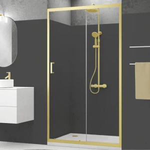 Marwell Walk-in-Dusche "Golden Stage", Schiebetür mit Öffnungsbreite 49 cm, goldene Aluminiumprofile