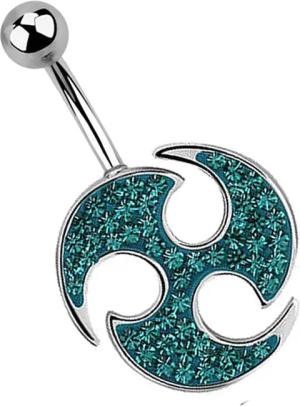 Adelia´s Bauchnabelpiercing "Piercing Piercing Bauchnabelpiercing", 316l Stahl Banane - Triskele mit türkis Ferido Kristallen