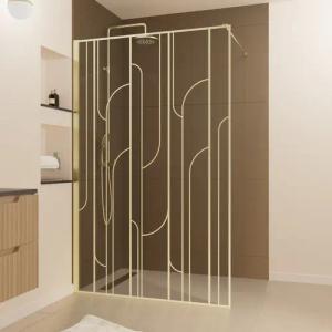 Marwell Walk-in-Dusche "Nouveau", mit goldenen Siebdruck und hochwertigen Aluminiumwandprofil