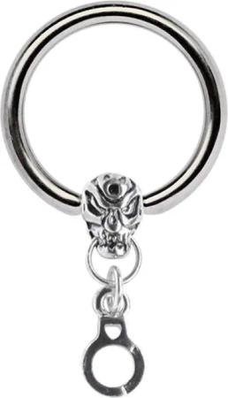 Adelia´s Brustwarzenpiercing "Piercing Piercing Brustpiercing", Titan Brustpiercing Schmuck Ring BCR mit Totenkopf und Handschelle
